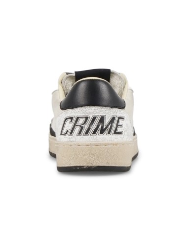 Crime London - Sneakers bianca in pelle Chelsea con tallone in cracklè logato