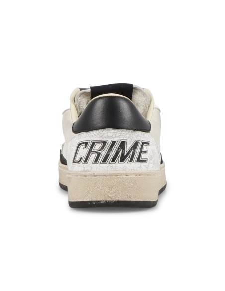 Crime London - Sneakers bianca in pelle Chelsea con tallone in cracklè logato