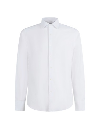 Lavorazione Sartoriale - Camicia bianca in tessuto tecnico custom fit per uomo