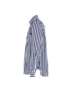 Lavorazione Sartoriale - Camicia bianca a righe blu in tessuto tecnico custom 2