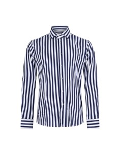 Lavorazione Sartoriale - Camicia bianca a righe blu in tessuto tecnico custom