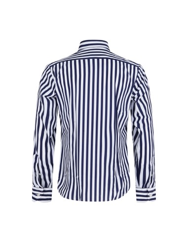 Lavorazione Sartoriale - Camicia bianca a righe blu in tessuto tecnico custom