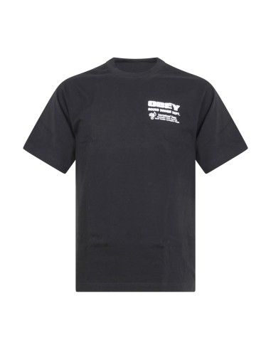 Obey - T-shirt nera Saund con stampa logo sul fronte e sul retro per uomo |
