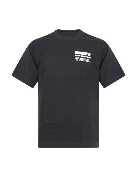 Obey - T-shirt nera Saund con stampa logo sul fronte e sul retro per uomo |