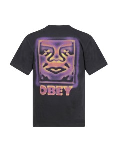 Obey - T-shirt nera Heat Map con stampa logo sul fronte e sul retro per uomo |