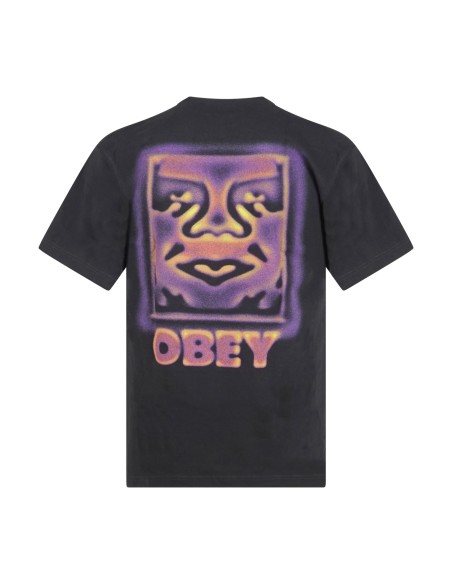 Obey - T-shirt nera Heat Map con stampa logo sul fronte e sul retro per uomo |