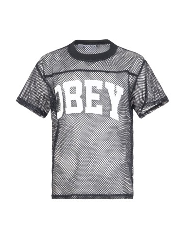 Obey - T-shirt nera Cllegiate in rete con stampa siligrafica sul fronte per