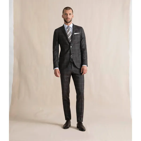 Paoloni Cerimonia - Abito check marrone per uomo | 