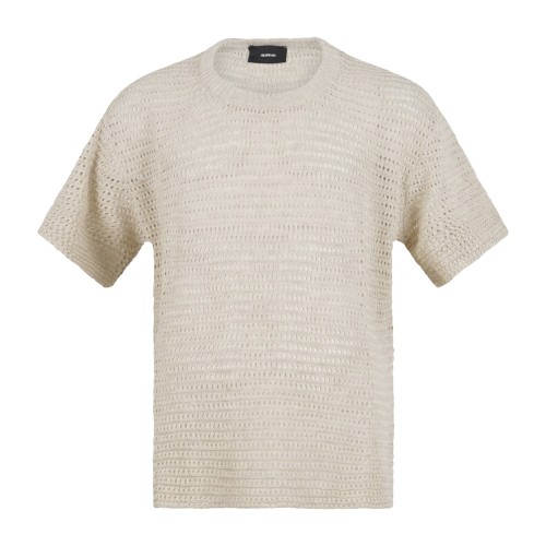 I'm Brian - T-shirt beige mezza manica con lavorazione in maglia per uomo |