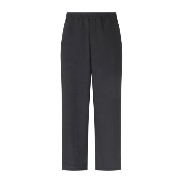 Marsem - Pantalone nero con elastico in vita in lino e viscosa per uomo |