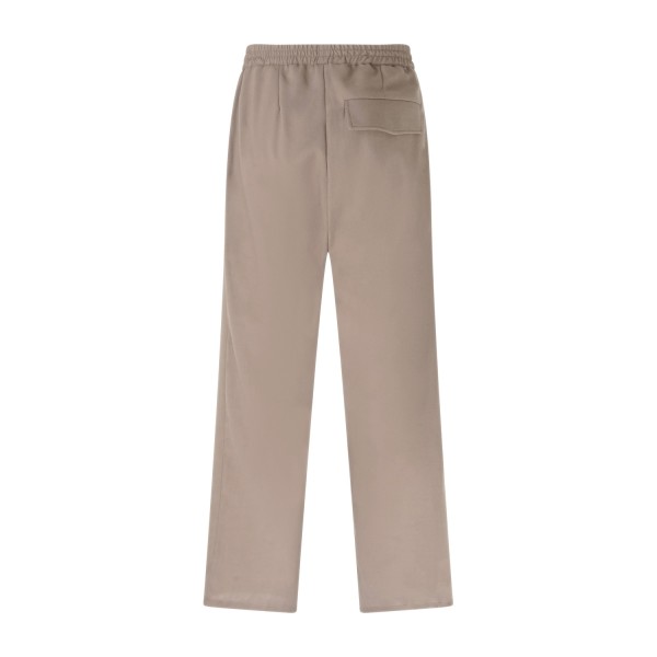 Marsem - Pantalone beige con elastico in vita in lino e viscosa per uomo |