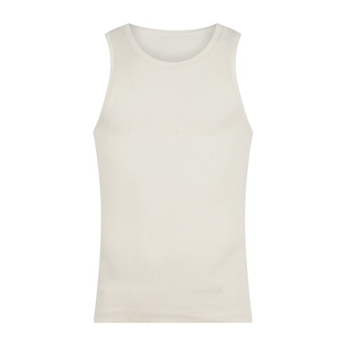 I'm Brian - Canotta bianca con stampa logo a rilievo sul retro a coste per uomo