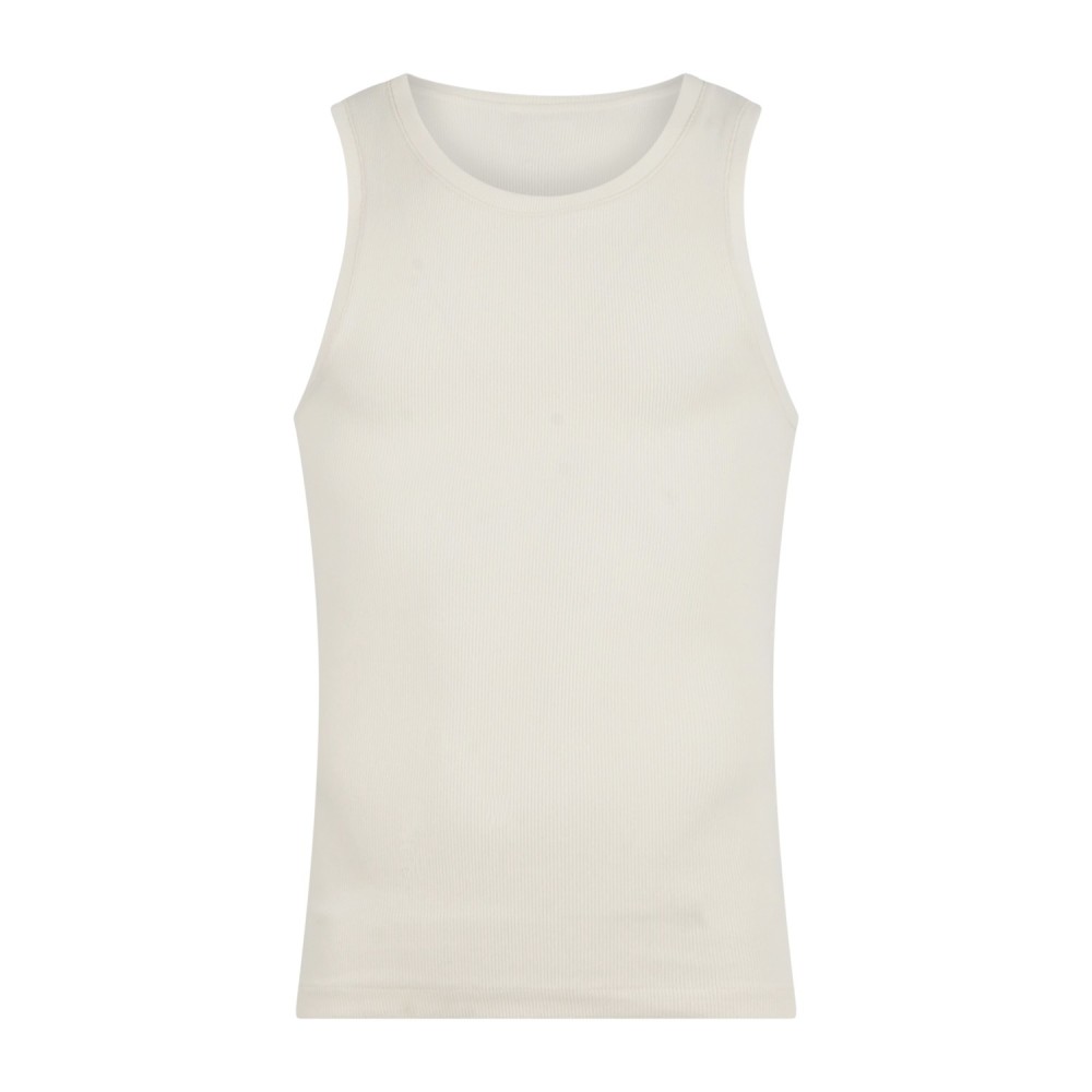 I'm Brian - Canotta bianca con stampa logo a rilievo sul retro a coste per uomo