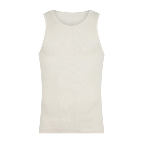 I'm Brian - Canotta bianca con stampa logo a rilievo sul retro a coste per uomo