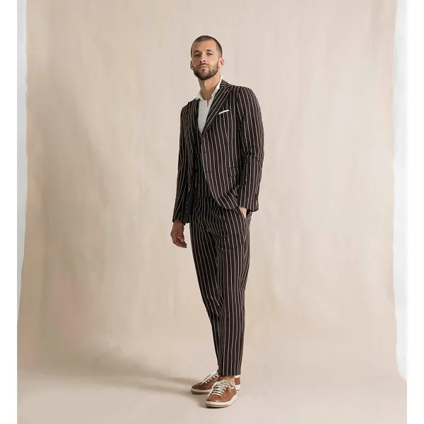 Paoloni Cerimonia - Abito rigato marrone per uomo | 