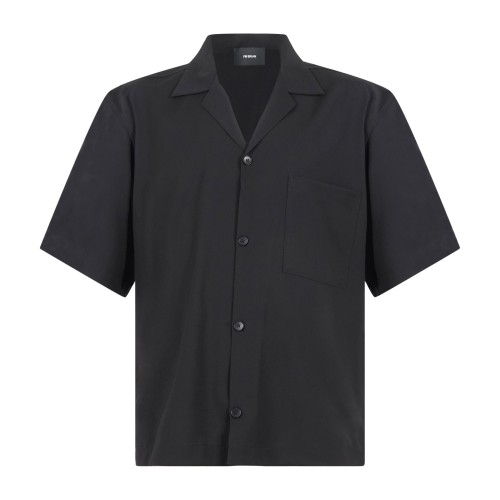 I'm Brian - Camicia nera mezza manica con taschino sul petto per uomo | ca3623