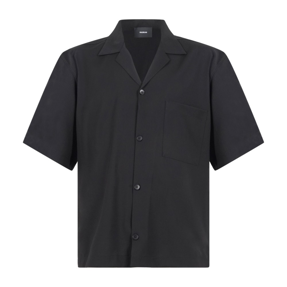 I'm Brian - Camicia nera mezza manica con taschino sul petto per uomo | ca3623