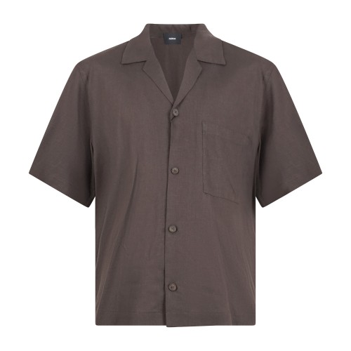 I'm Brian - Camicia marrone mezza manica con taschino sul petto per uomo |