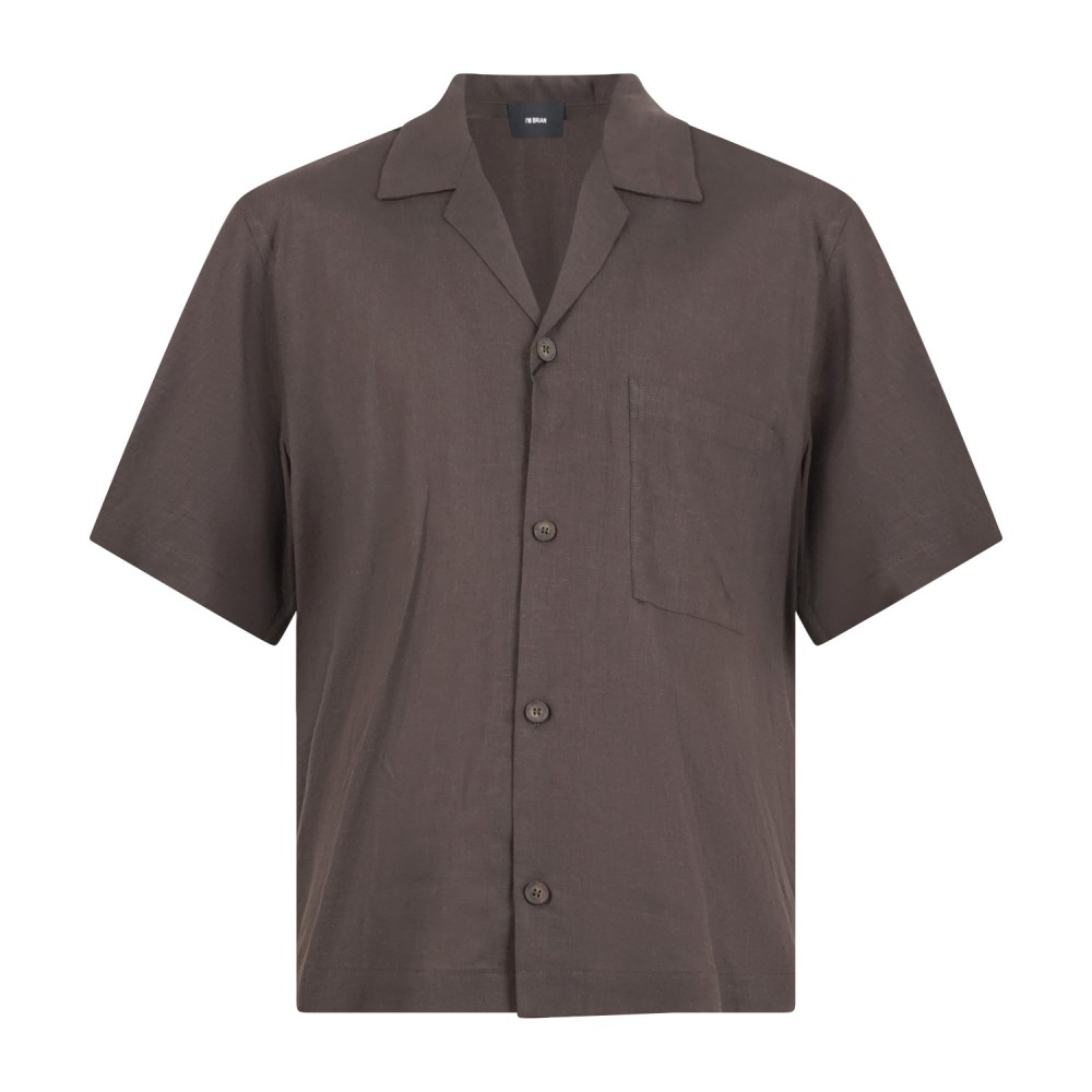 I'm Brian - Camicia marrone mezza manica con taschino sul petto per uomo |