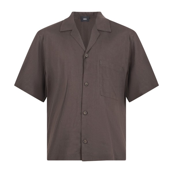 I'm Brian - Camicia marrone mezza manica con taschino sul petto per uomo |