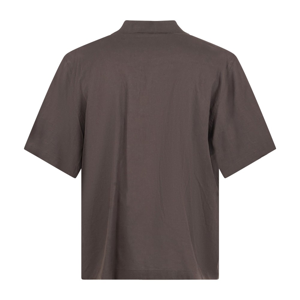 I'm Brian - Camicia marrone mezza manica con taschino sul petto per uomo |