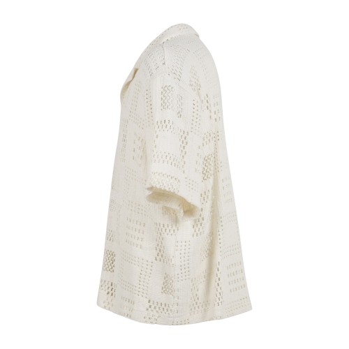 I'm Brian - Camicia bianca mezza manica con lavorazione traforata per uomo | 2