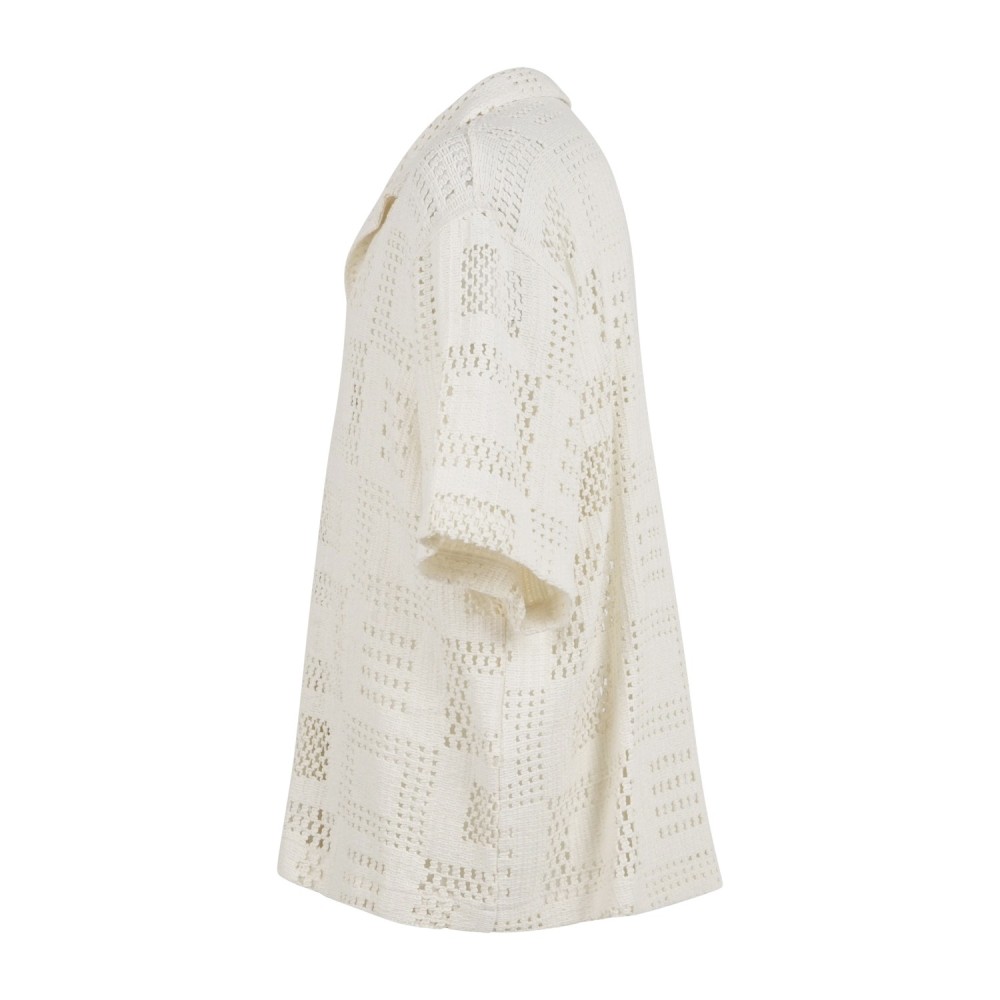 I'm Brian - Camicia bianca mezza manica con lavorazione traforata per uomo |