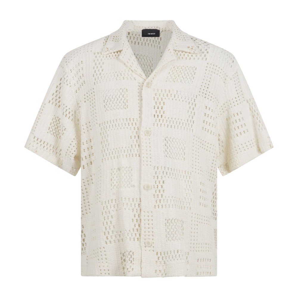 I'm Brian - Camicia bianca mezza manica con lavorazione traforata per uomo |