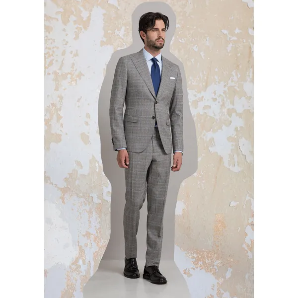 Paoloni Cerimonia - Abito check grigio per uomo | 
