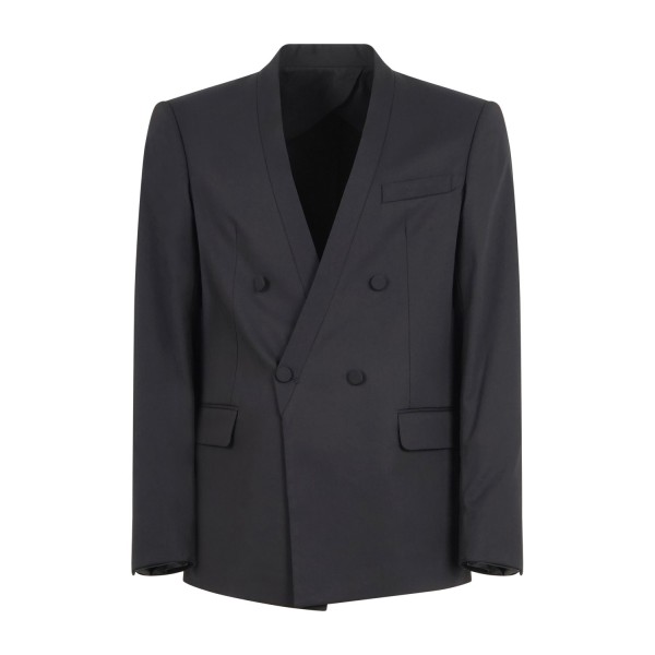 Marsem - Abito nero doppiopetto con collo coreano e pantalone con pince per