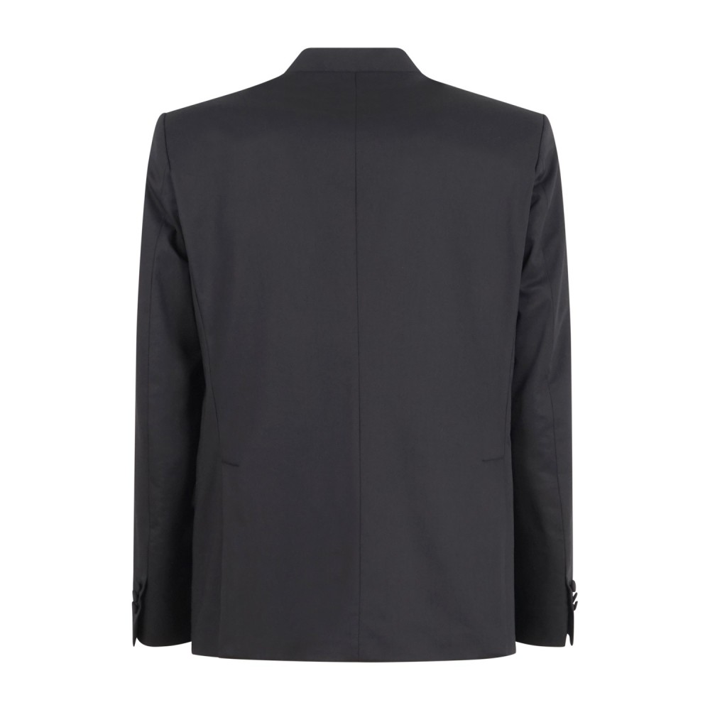 Marsem - Abito nero doppiopetto con collo coreano e pantalone con pince per