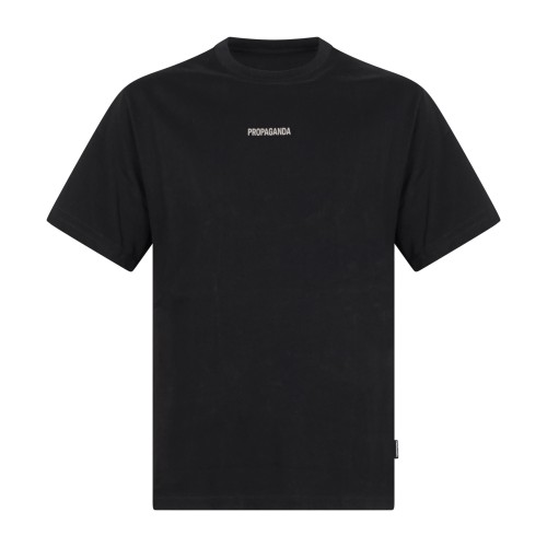 Propaganda - T-shirt nera Ribs Lord manica corta con stampa logo fronte retro 2