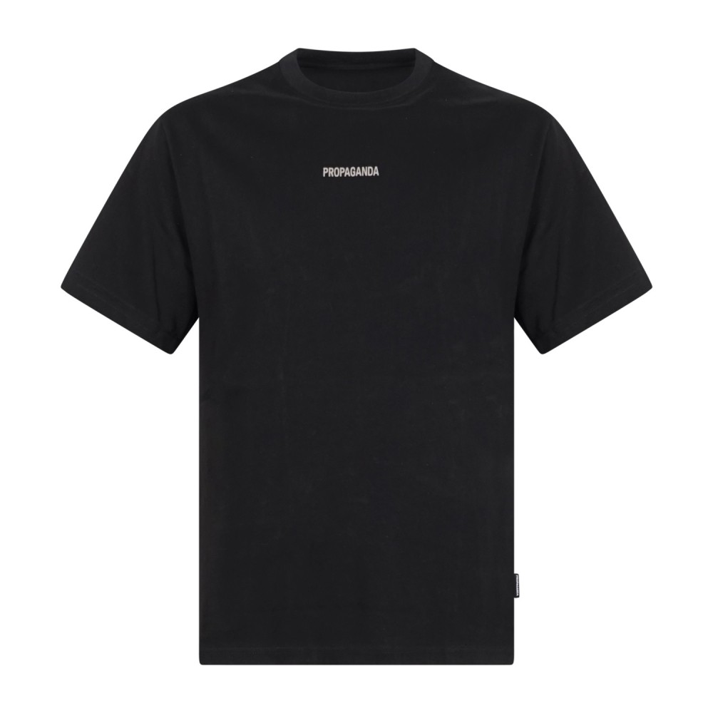 Propaganda - T-shirt nera Ribs Lord manica corta con stampa logo fronte retro