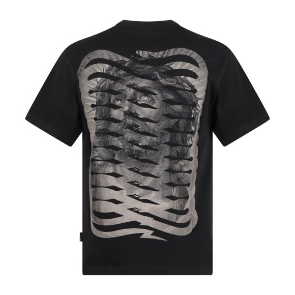 Propaganda - T-shirt nera Ribs Lord manica corta con stampa logo fronte retro