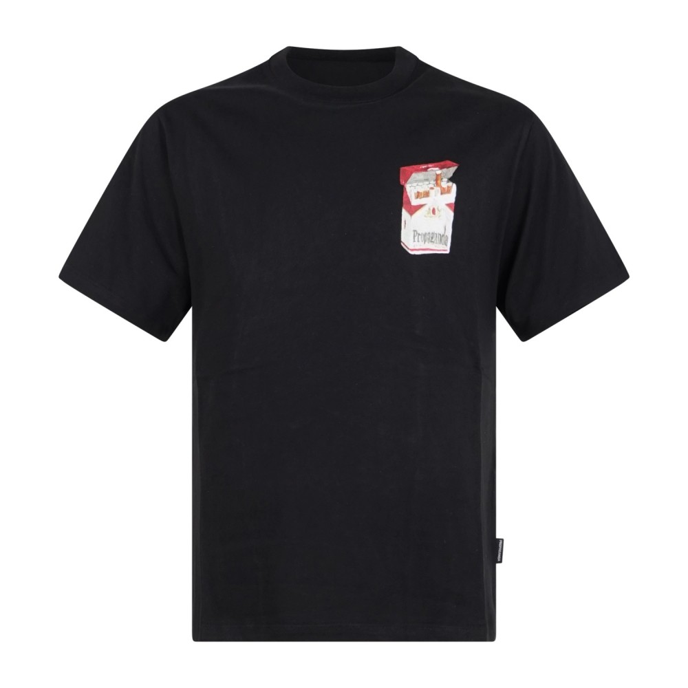 Propaganda - T-shirt nera Pocket manica corta con stampa serigrafica su fronte