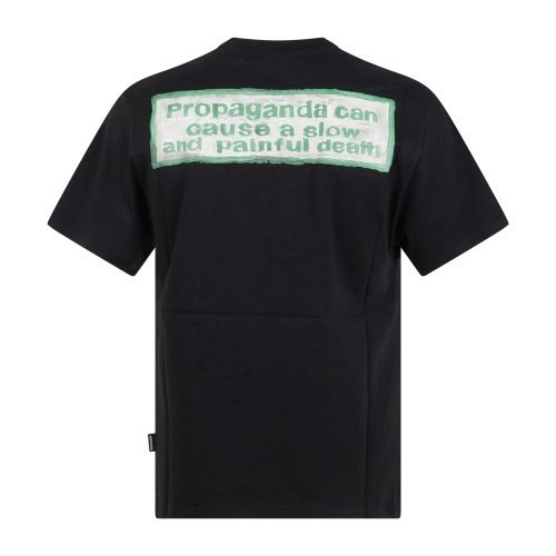 Propaganda - T-shirt nera Pocket manica corta con stampa serigrafica su fronte