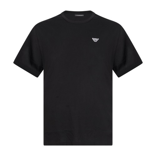 Emporio Armani - T-shirt nera manica corta con patch logo sul petto per uomo |