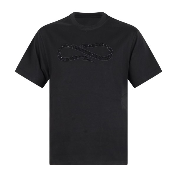 Propaganda - T-shirt nera Logo Studs manica corta con ricamo a borchie su