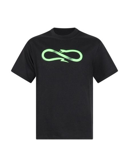 Propaganda - T-shirt nera Logo Spray manica corta con stampa logo fronte retro