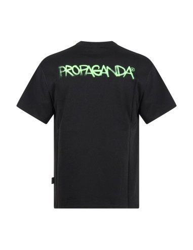 Propaganda - T-shirt nera Logo Spray manica corta con stampa logo fronte retro