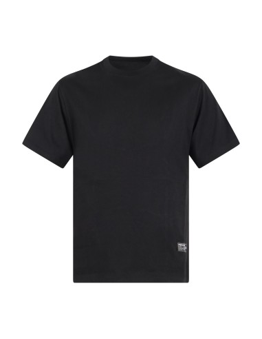 Propaganda - T-shirt nera Label Camo manica corta con stampa logo retro per