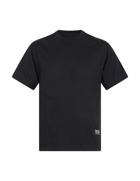 Propaganda - T-shirt nera Label Camo manica corta con stampa logo retro per