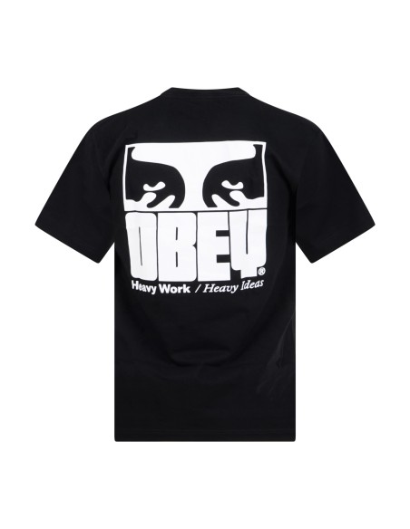Obey - T-shirt nera Heavy Ideas con stampa siligrafica sul fronte e sul retro