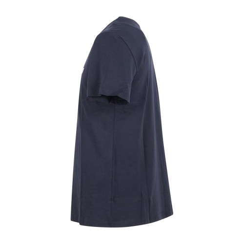 Emporio Armani - T-shirt blu manica corta con patch logo sul petto per uomo | 2