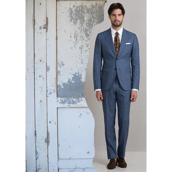 Paoloni Cerimonia - Abito rigato blu per uomo | 
