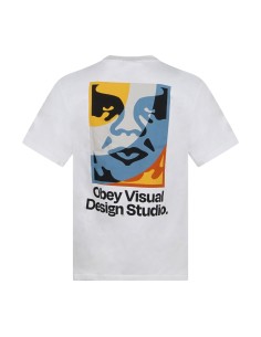Obey - T-shirt bianca Visual Disual con stampa siligrafica sul fronte e sul