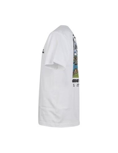 Obey - T-shirt bianca Sky Face con stampa siligrafica sul fronte e sul retro