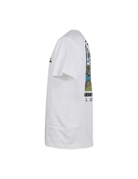 Obey - T-shirt bianca Sky Face con stampa siligrafica sul fronte e sul retro