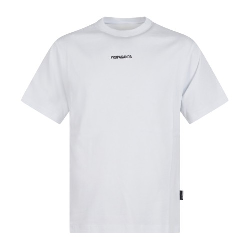 Propaganda - T-shirt bianca Ribs manica corta con stampa logo fronte retro per 2