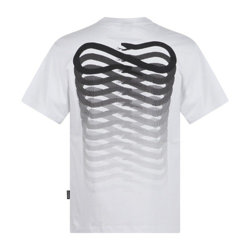 Propaganda - T-shirt bianca Ribs manica corta con stampa logo fronte retro per